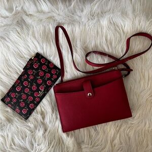 Kate Spade crossbody Red Women's Crossbody Bag with floral wallet